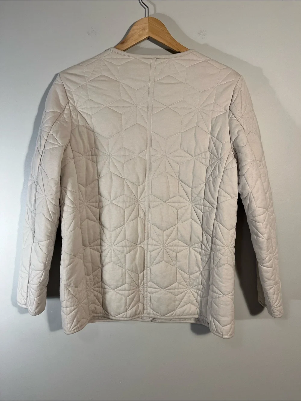 LANDS' END Cotton Quilted Insulated Jacket Light Stone Cabin Core M 10-12